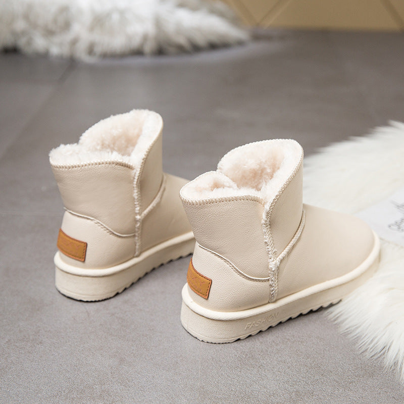 Plus Velvet PU Anti-water Ingress Easy To Take Care Of The Middle Tube Haoyang Snow Boots