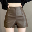 Women's High Waist Outer Wear Slimming PU Leather Shorts