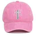 Cross Embroidered Baseball Cap Worn Looking Washed-out