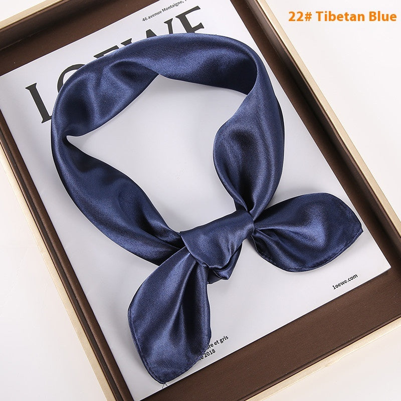 Solid Color Square Scarf Artificial Silk Small Square Towel