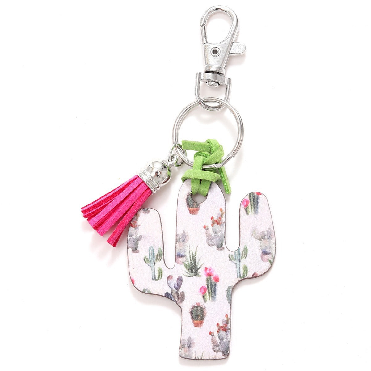 Wooden Cactus Keychain Leopard Flower