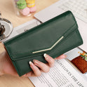 Women's Long Three-fold Stitching Fashion Multi-card-slot Leather Oil Wax Leather Large-capacity Wallet