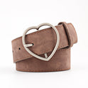 Women's Alloy Peach Heart Japanese Buckle Frosted Leather Wide Belt