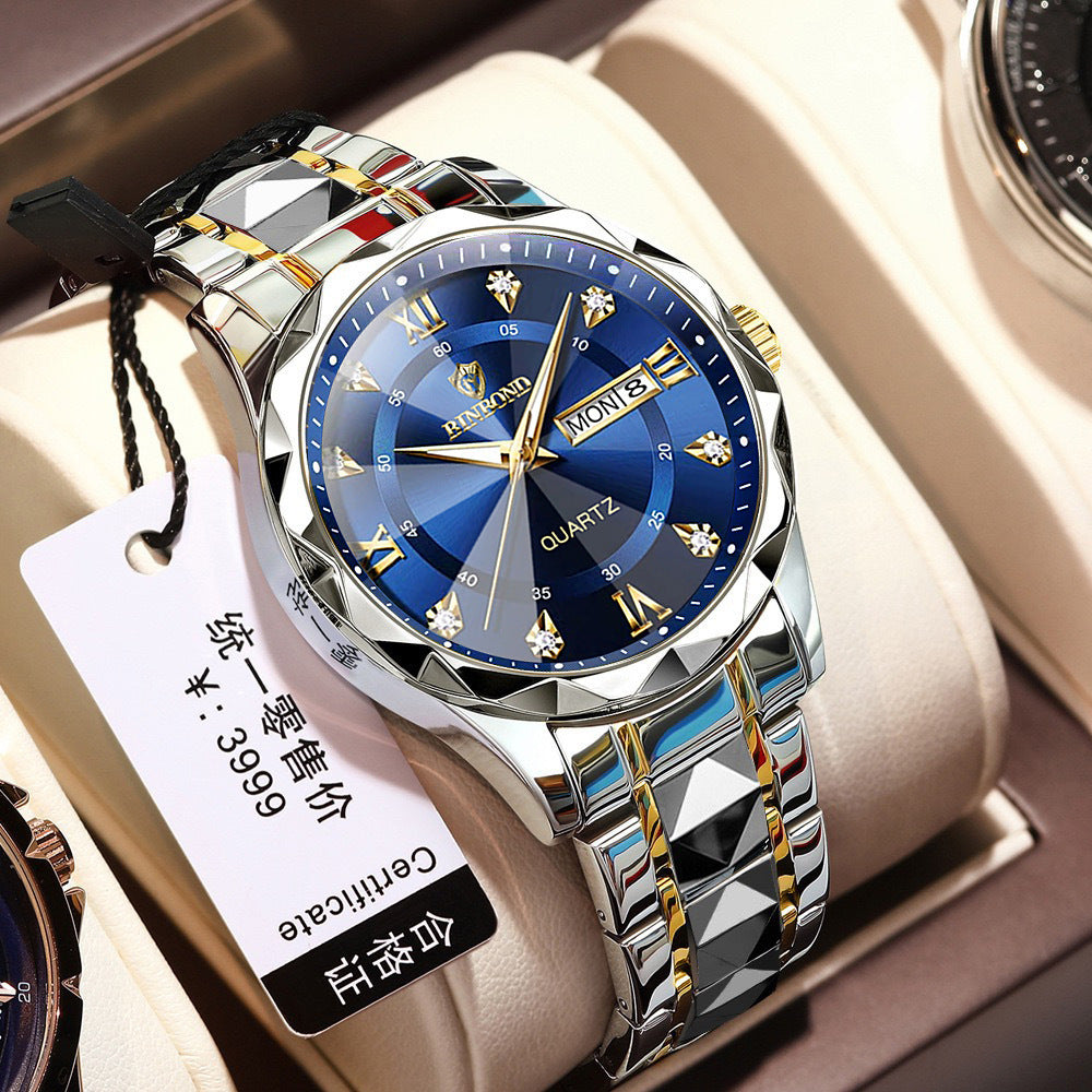 Waterproof Luminous Dual Calendar Watch Men's