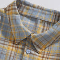 Plaid Long Sleeve Shirt Lapel Retro