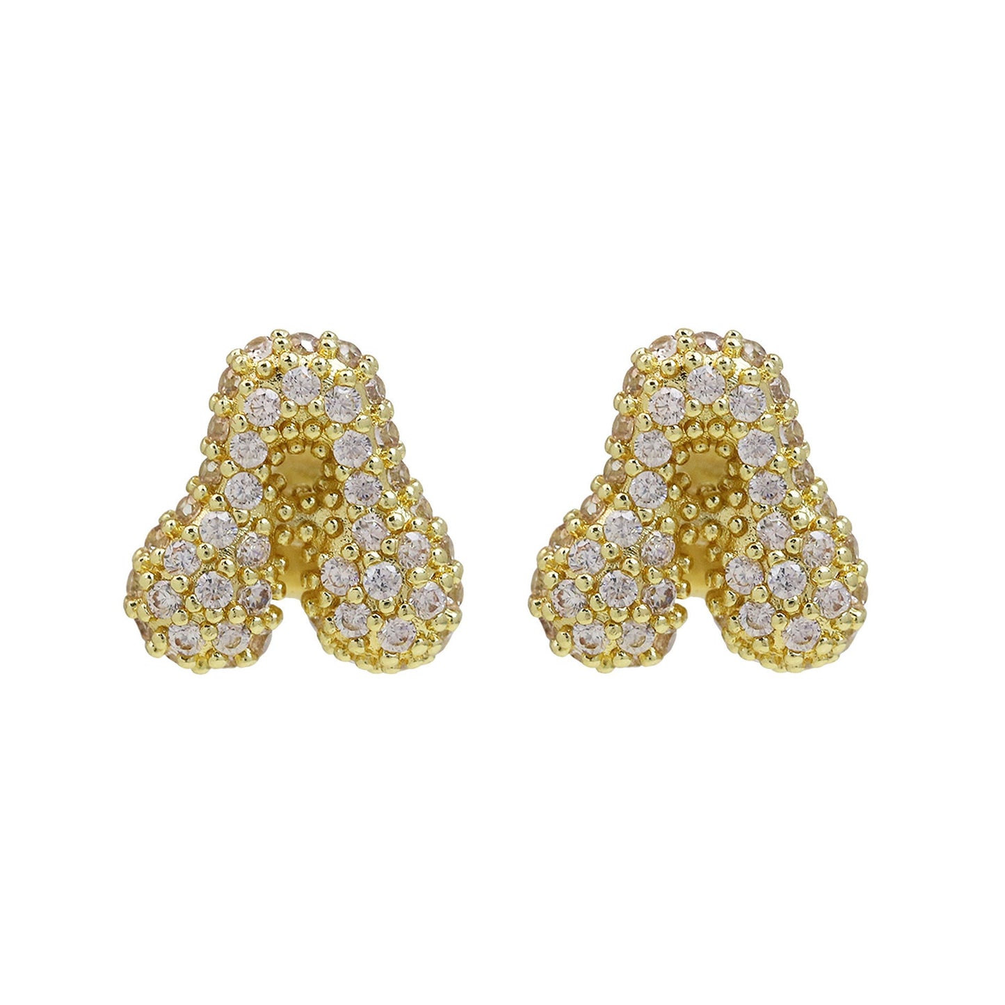 18K Brass Balloon Bubble Zircon Small Size Stud Earrings