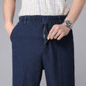 Men's High Waist Elastic Waist Loose Elastic Casual Trousers