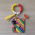 Fashion Beaded Bracelet Girls Small Wallet Lemon Printing Card Holder Silicone Beads Bracelet Keychain Credit