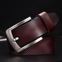 Men's Vintage Cowhide Belt Mesh Embossed Pin Buckle Casual Pants Belt