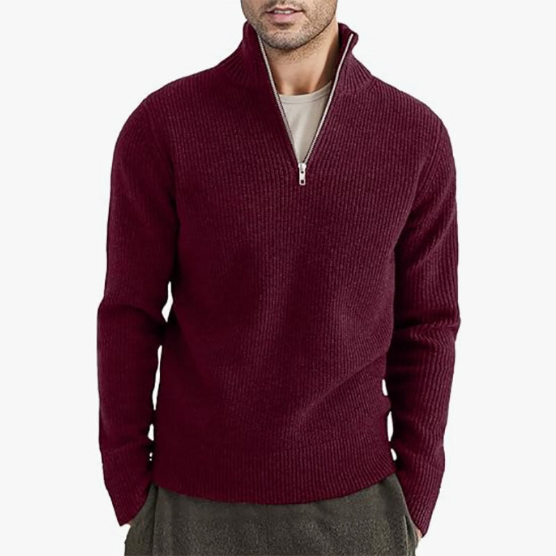 Men's Thickened Half-height Zip Collar Warm Sweater Coat