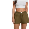 Women's Casual Plaid Cotton Arrow Pants Loose Four-corner Button Shorts