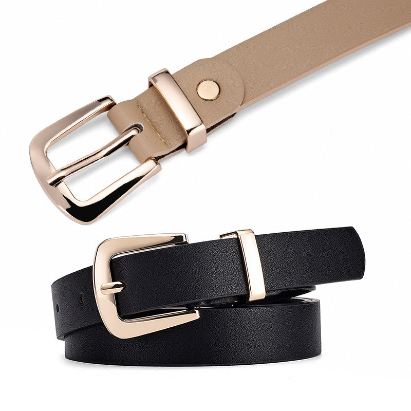 Simple Lady Candy Color Elegant Decoration Belt Gold Buckle Fashion All-match Student