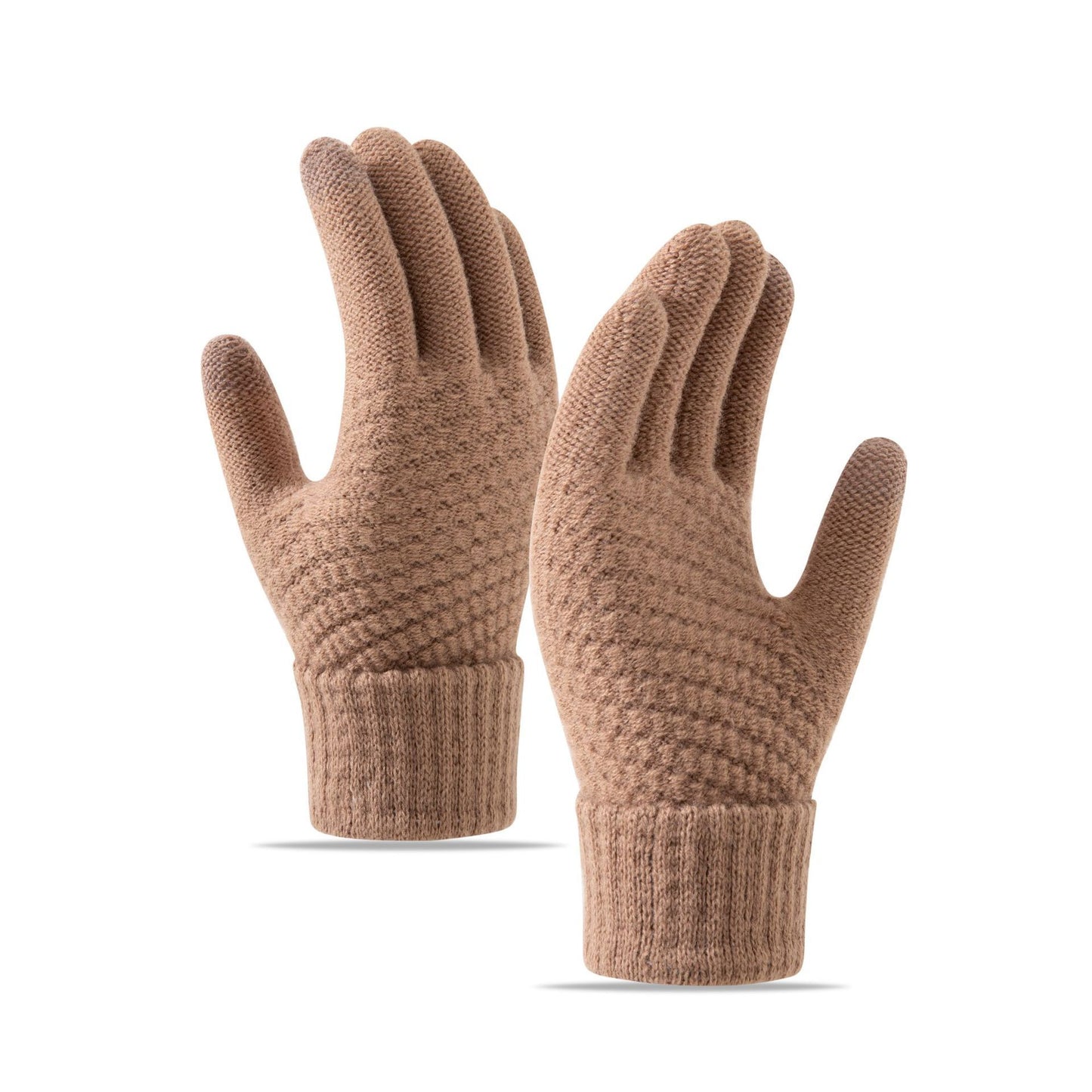 Fleece-lined Wind-proof And Cold Protection Cycling Knitted Warm Gloves