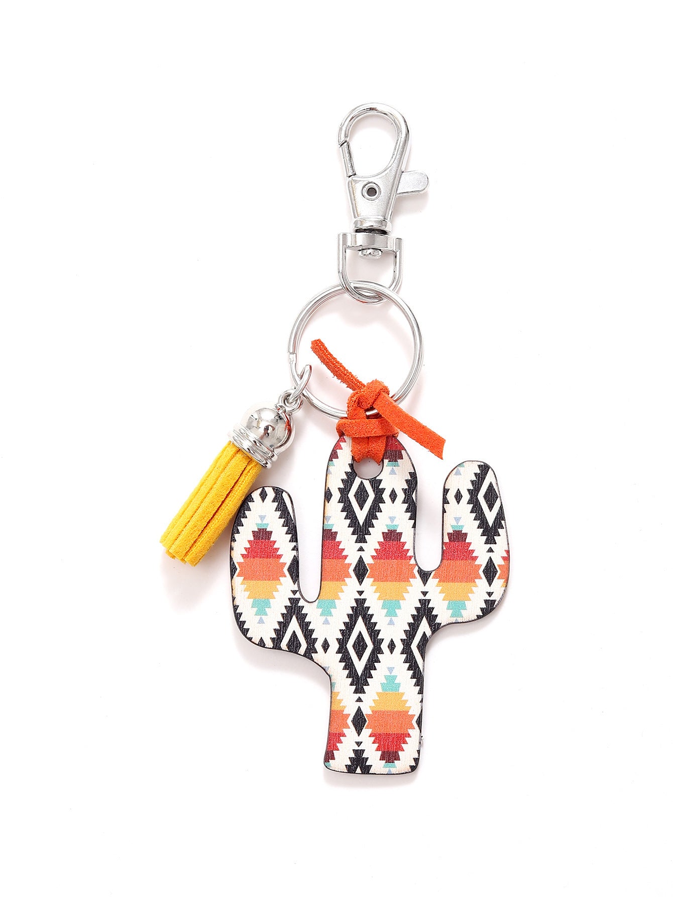 Wooden Cactus Keychain Leopard Flower