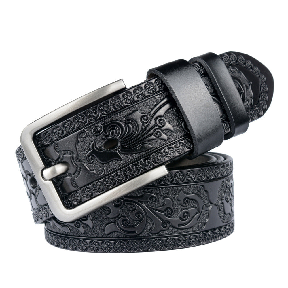 Carved Craft Men's Belt Fashion Cattlehide Leather Pant Belt