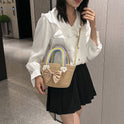 New Rainbow Portable Solid Color Handbag