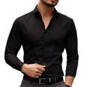 Business Lapel Shirt Solid Color Long Sleeve Casual