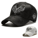 Deer Head Embroidery Men's Outdoor Couple Peaked Cap