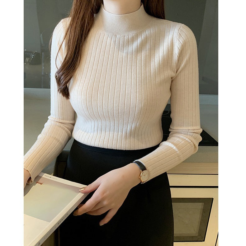 Half Turtleneck Bottoming Shirt Women's Long-sleeved Sweater Top