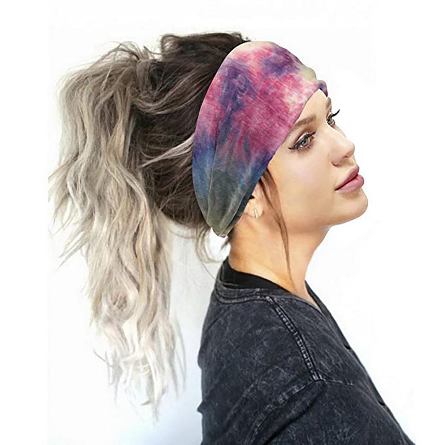 Tie-dyed Women's Band Yoga Sports Workout Elastic Elastic Loose Hair