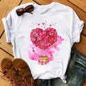 Ice Cream Flower Print Men And Women Couple Short Sleeve