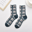 Korean Version Small Fragrant Wind Wrinkle Small Flower Pile Socks