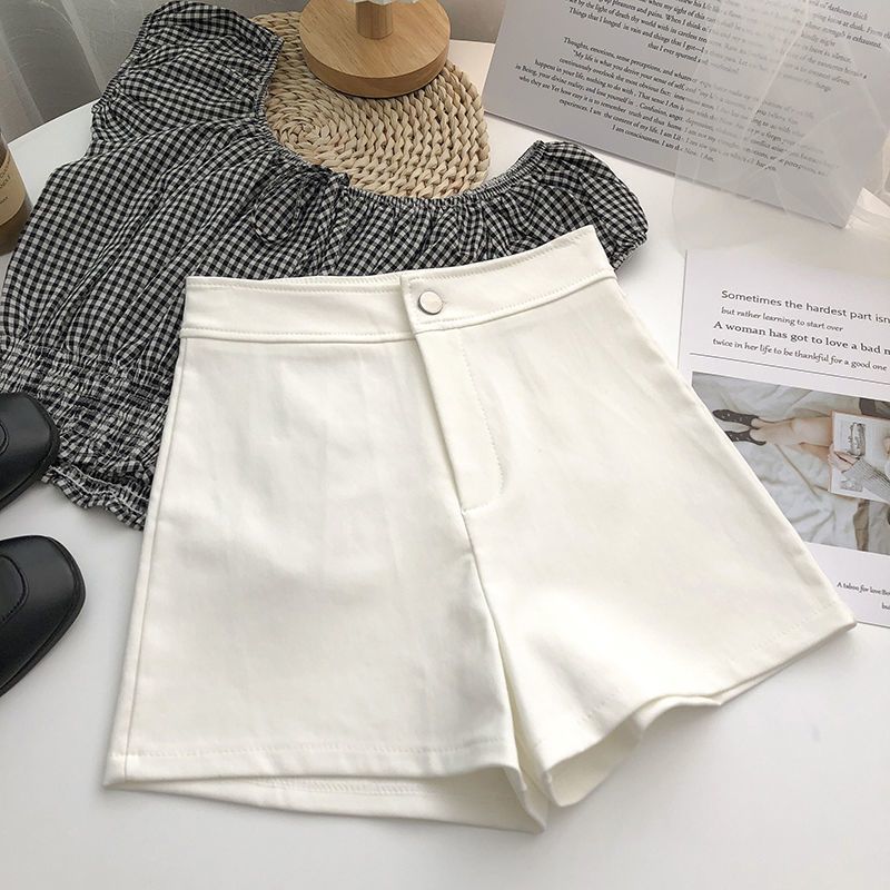 Elegant Tweed Loose High Waist Wide Leg Shorts For Women