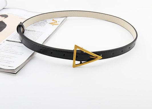 Slim Belt With Snap Button Triangular Buckle Simple