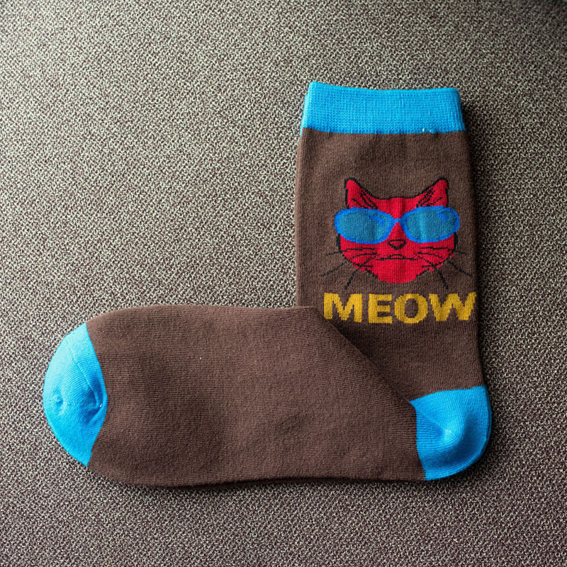 Men's Socks With Cat Head In Sunglasses