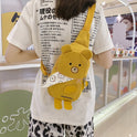 Cute Embroidered Bear Canvas Messenger Bag