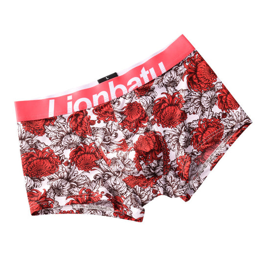 Ice Silk Men's Boxers Lightweight Breathable Young Boys Printed Boxer Briefs