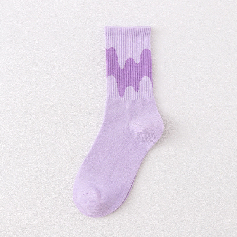 Men's And Women's Fashionable Warm Color Matching Mid-calf Socks