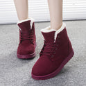 Winter Snow Boots Lace Up Platform Shoes Women Plush Suede Ankle Boots