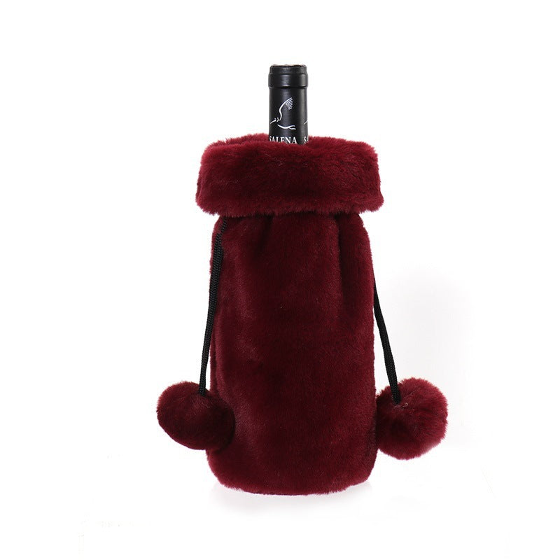 Christmas Solid Color Plush Decorative Bottle Cap