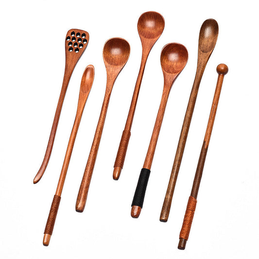 Wooden Tableware Small Wood Spoon 23cm Long Handle Bee Spoon Coffee Muddler