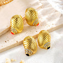 Fashion Special-interest Titanium Steel Gold-plated Diamond-embedded Conch Stud Earrings For Women