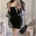 Pure Color Tight Flat Strap Dress Autumn And Winter New