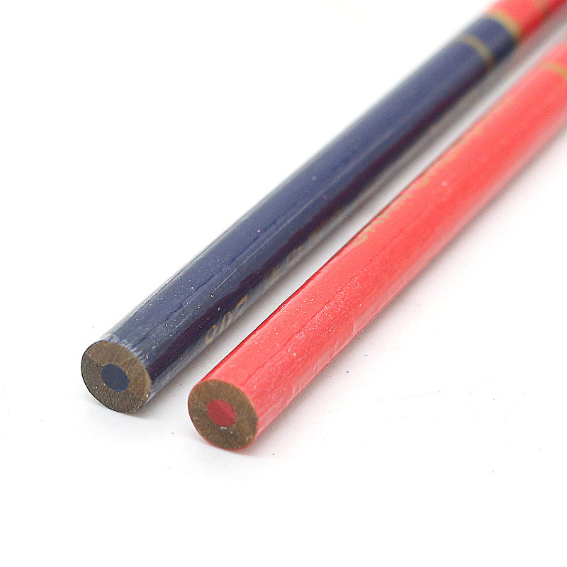 Red And Blue Two-color Carpenter's Pencil Round Marking Pen Engineering Wooden Pen