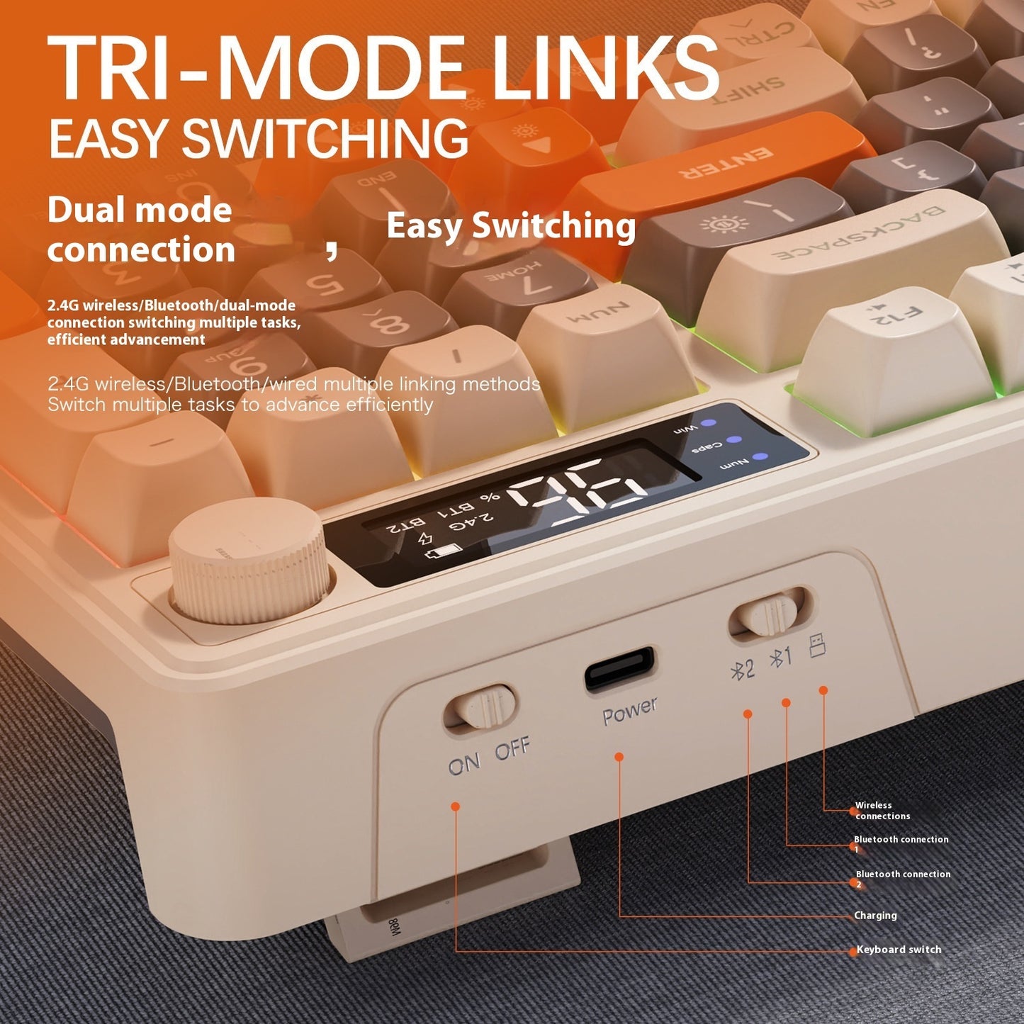 Wireless Bluetooth Dual-mode Russian Keyboard Display