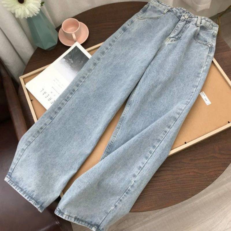 Women's Loose High Waist Straight Vertical Jeans