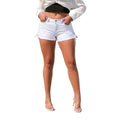 Casual Low Waist Stretch Ripped Washed-out Vintage Denim Shorts For Women