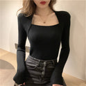 Women's Long-sleeved Knitted Bottoming Shirt Trendy Fake Two Pieces