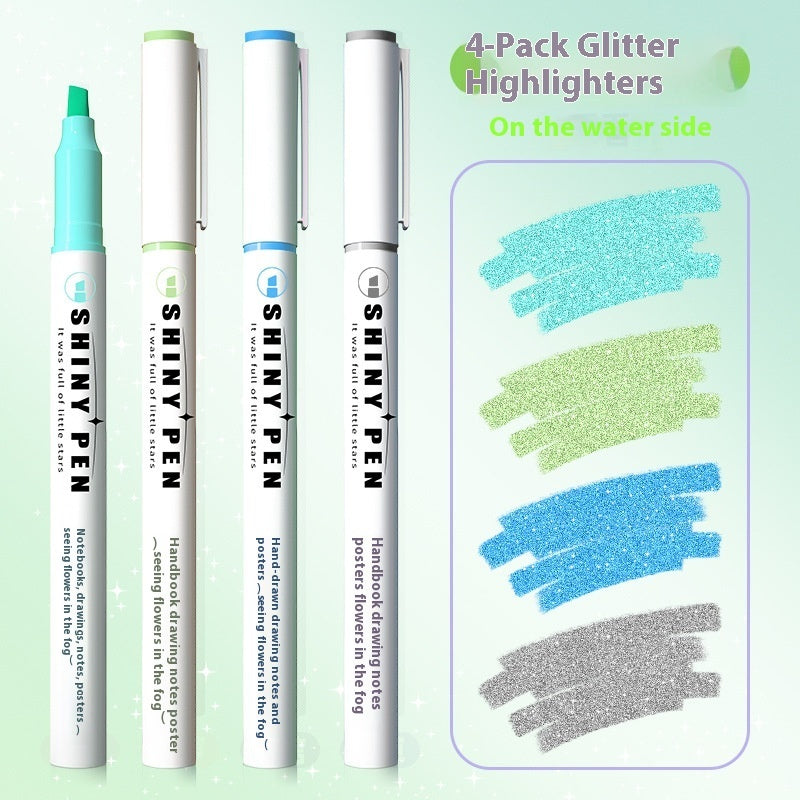 Glitter Fluorescent Pen Star River Hand Account Good-looking Stroke Key Class Notes Mark Color Pencil