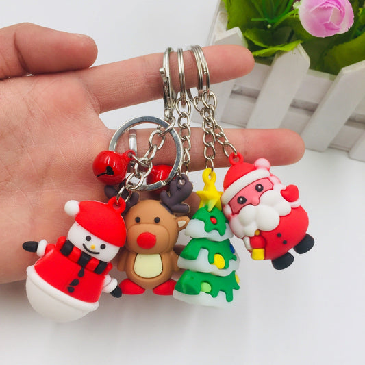 Creative Cartoon Christmas Christmas Tree Santa Claus PVC Flexible Glue Keychain