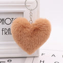 Heart-shaped Fur Ball Keychain Rex Rabbit Plush Car Pendant