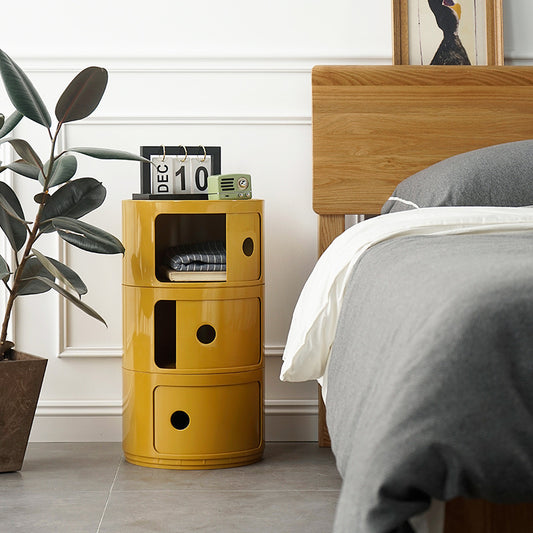 Round Bedside Table Modern Plastic Storage Cabinet Multi-layer Small Side Cabinet Living Room Locker