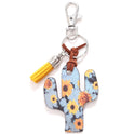 Wooden Cactus Keychain Leopard Flower