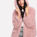 Women's Lamb Wool Hooded Plush Coat