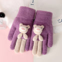 Five Finger Gloves Simple All-match Cartoon Cute Thickening Windproof