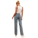 Fashion European And American Retro All-match Wash Denim Trousers High Waist Women's Trousers